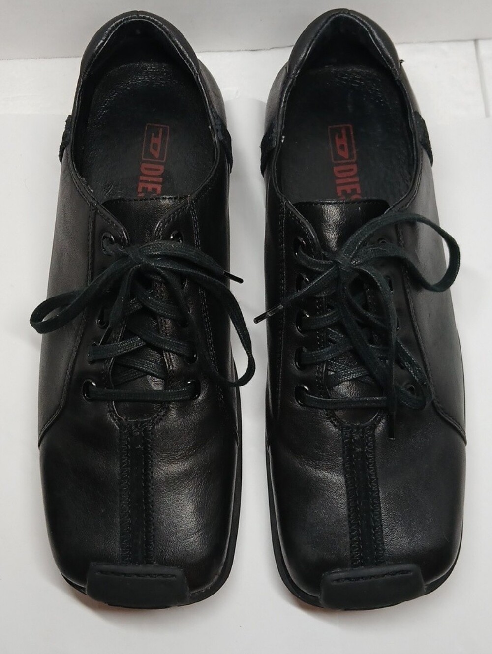 ​Diesel Pilsner Black Leather Sneaker Shoes Mens Size 9 Y2K 42176 00  Vintage